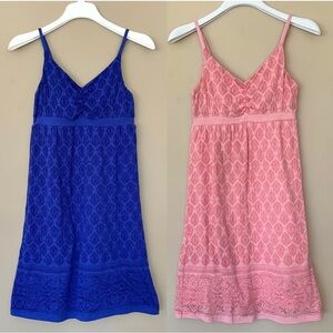 Bundle of 2 Dakini Women XS Strappy Babydoll Dress Built in Bra Y2K Blue Pink